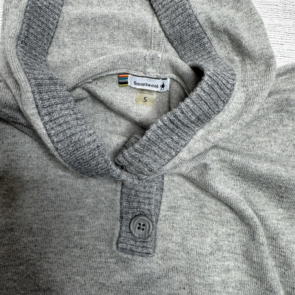 Smartwool Hoodie Womens Small Gray Henley Merino Wool Blend Pullover Sweater - Picture 3 of 5